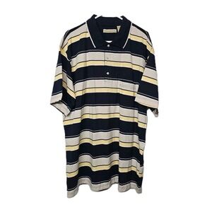 NWT Munsingwear Shirt Mens 2XLT 2X Tall Blue Yellow Striped Short Sleeves Polo